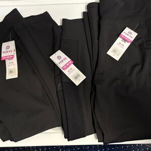 THREE Pairs Pop Fit Black Leggings XL